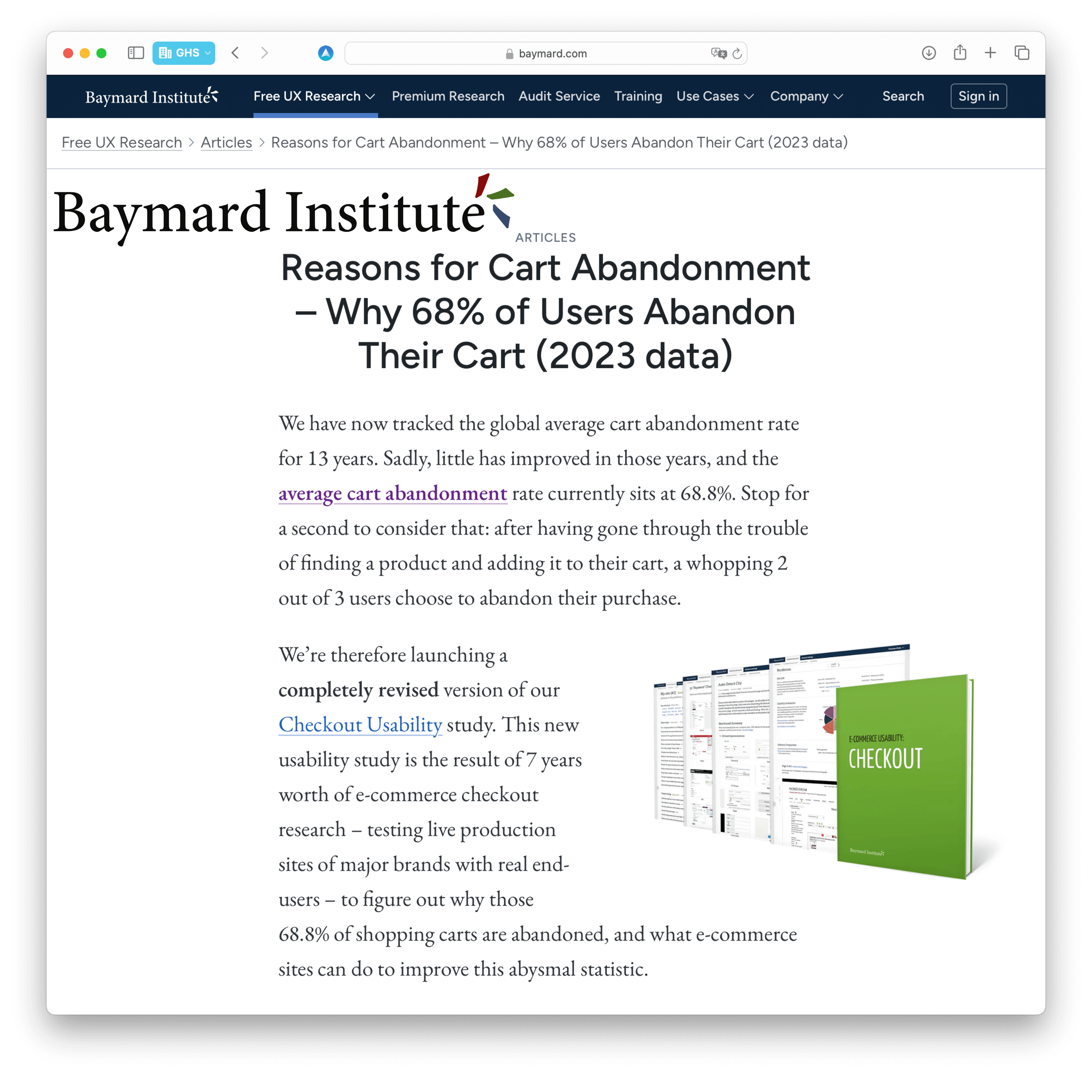 Biggest Cart Abandonment Research